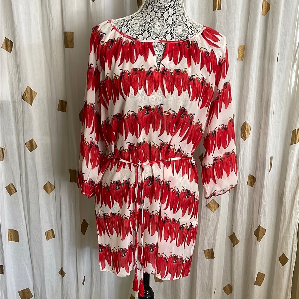 Red and White 🌶️ 3/4 Sleeve Mini Sundress